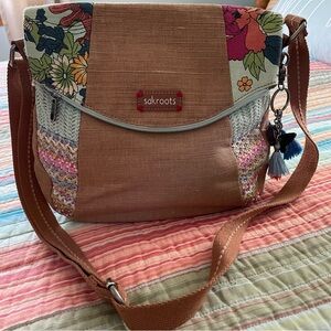Sakroots fold over crossbody cotton canvas bag